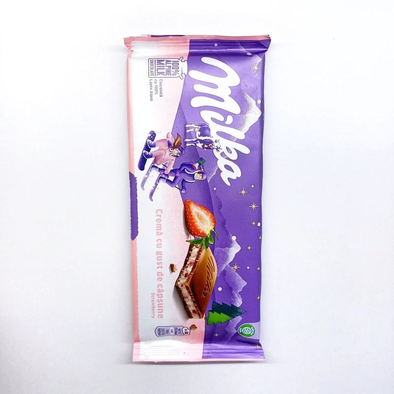 شکلات تابلت میلکا با مغز ماست و توت فرنگی(100گرمی)